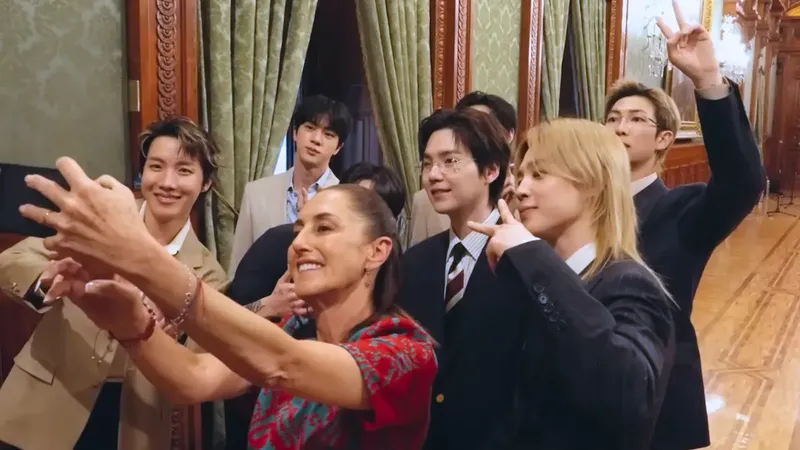 BTS tuvo un tierno gesto con Claudia Sheinbaum, presidenta de México, en su visita a Palacio Nacional