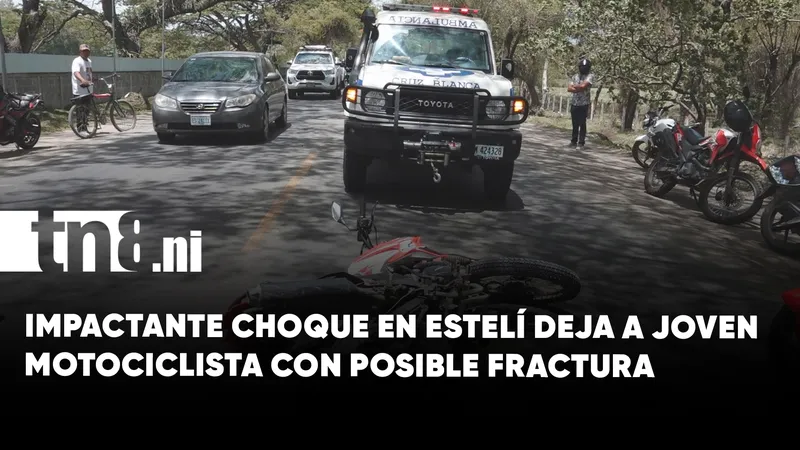 Joven motociclista sufre posible fractura tras violento accidente por alcance en Estelí