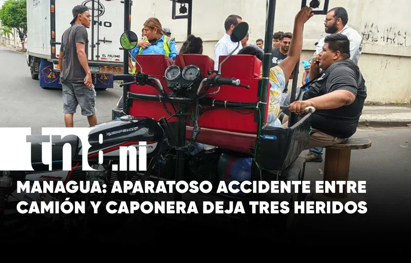 Managua: Tres lesionados deja choque entre camión y caponera en el sector del Cine...