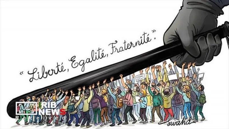 Caricaturas retratan las protestas y la represión policial en Francia