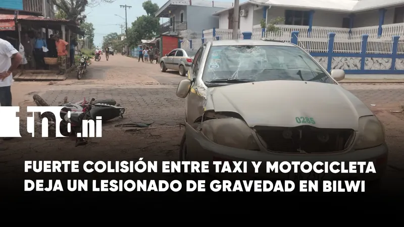 Motociclista resulta gravemente lesionado tras colisionar contra un taxi en Bilwi