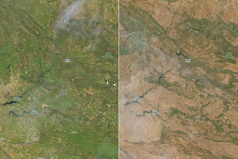 El mapa de la escasez: las impactantes imágenes satelitales que muestran cómo el calor está transformando el paisaje en España