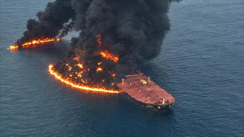 Armada iraní: Un petrolero infractor se incendia en aguas al este de Ormuz