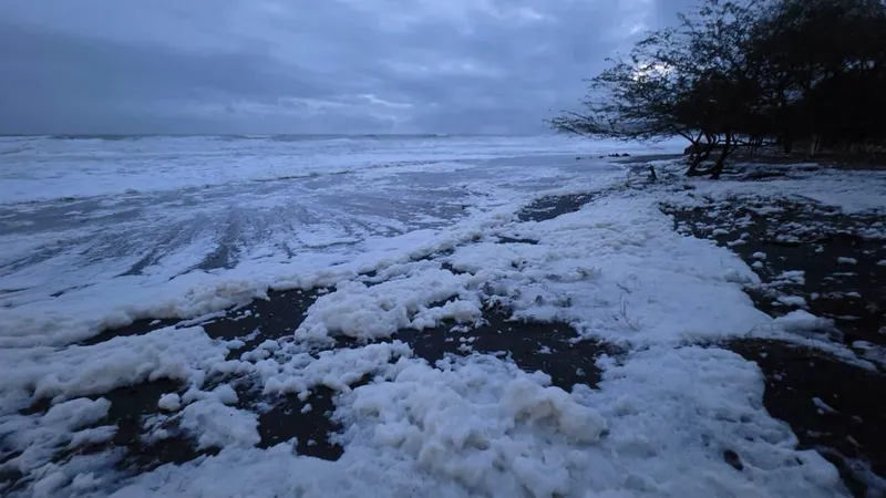 INETER explica aparición de espuma marina en la Playa Amarillo en Tola, Rivas