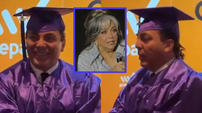 Verónica Castro llega a la graduación de su hijo Cristian feliz pero con oxígeno suplementario