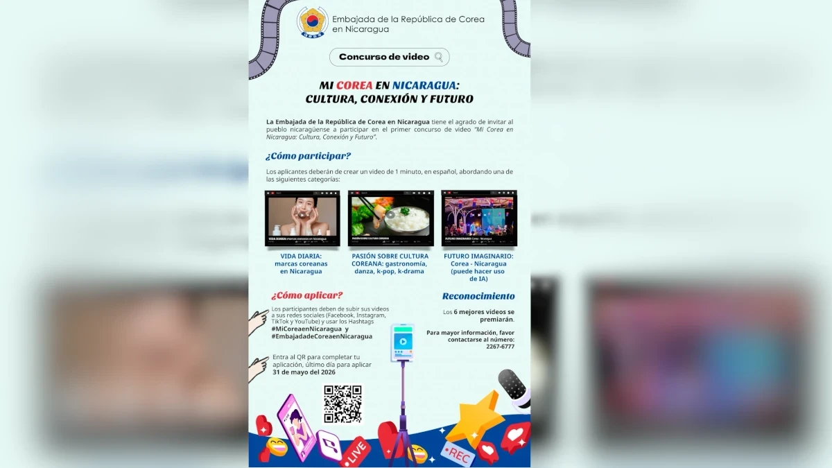 Concurso “Mi Corea en Nicaragua” invita a jóvenes a promover la cultura coreana con videos creativos