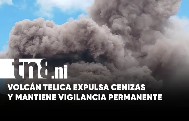 Volcán Telica mantiene actividad con continuas emisiones de gases y cenizas