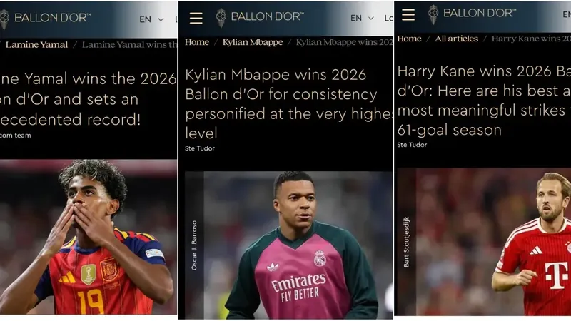 Triple despiste de France Football con las victorias de Lamine, Mbappé y Kane
