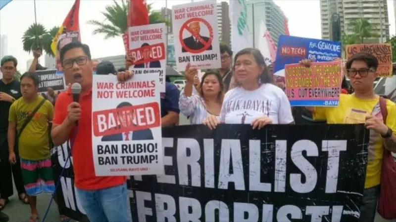 Filipinos condenan visita de Marco Rubio y guerra de EEUU contra Irán