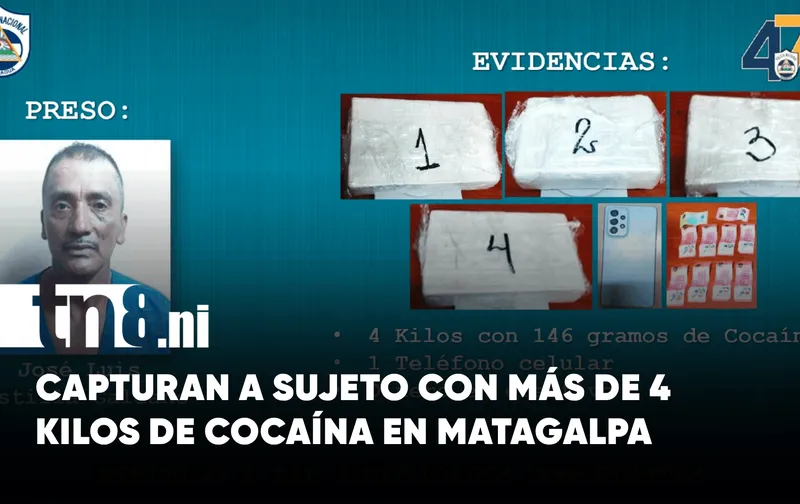 Cae sujeto con más de 4 kilos de cocaína durante operativo en Matagalpa