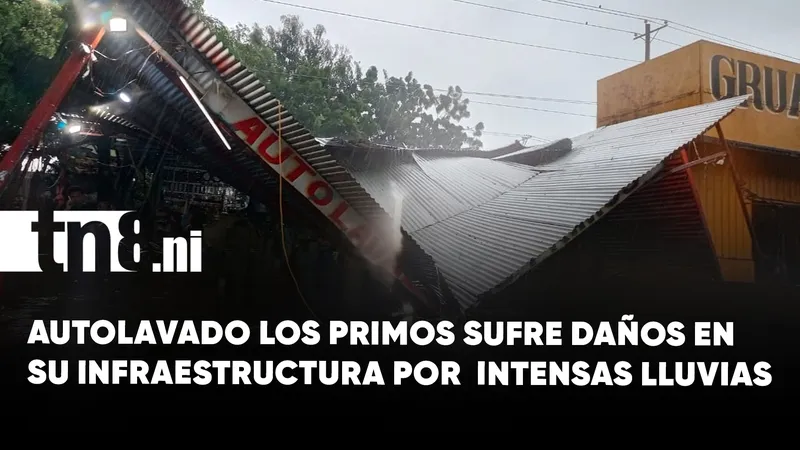 Se desploma techo de un auto lavado en Managua, solo reportan daños materiales