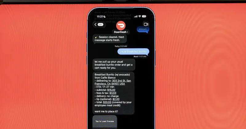 DoorDash estrena agente de IA para pedir comida por texto en Mensajes de Apple