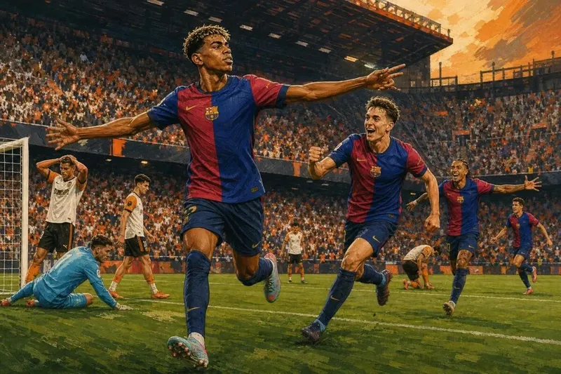 Barcelona golea al Valencia y asume el primer lugar de la Liga de España