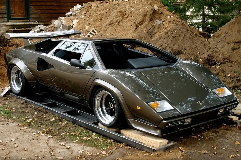 Un ingeniero decidió fabricar un Lamborghini Countach en su sótano. Tardó 17 años y al final tuvo que usar una excavadora para desenterrar su tesoro