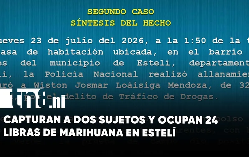 Capturan a dos sujetos y ocupan 24 libras de marihuana en Estelí