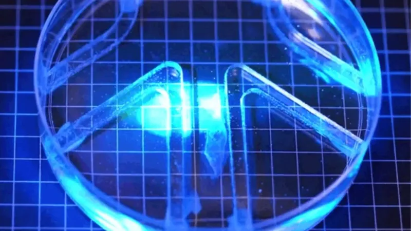 El MIT creó un robot que nada con músculos vivos más finos que un pelo. Para hacerlo girar, basta apuntarle con luz azul