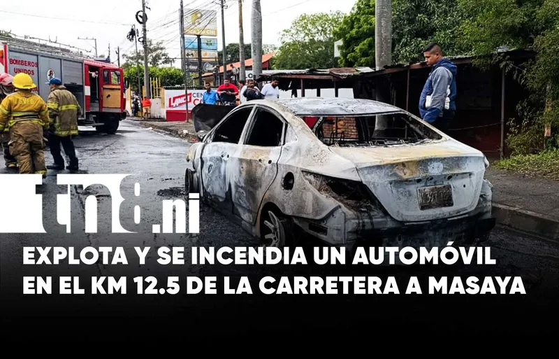 Dramáticos momentos tras explosión e incendio de un carro en Crtra. a Masaya