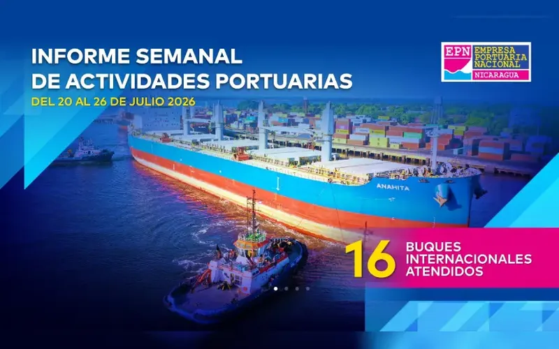 Puertos comerciales de Nicaragua reciben 16 buques internacionales