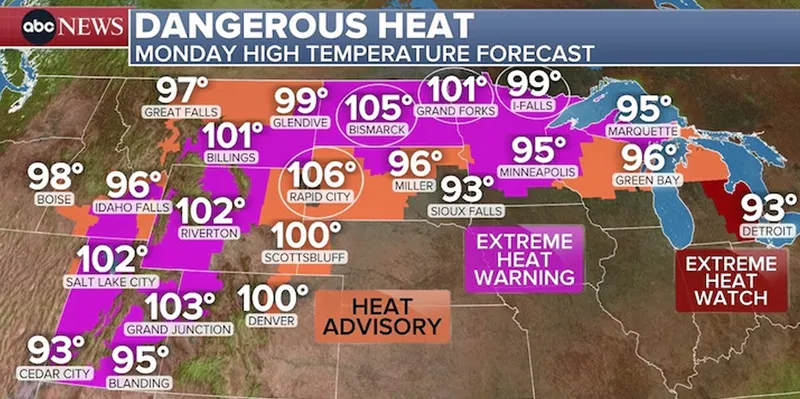 Más de 100 millones de personas siguen bajo alerta por calor extremo en Estados...