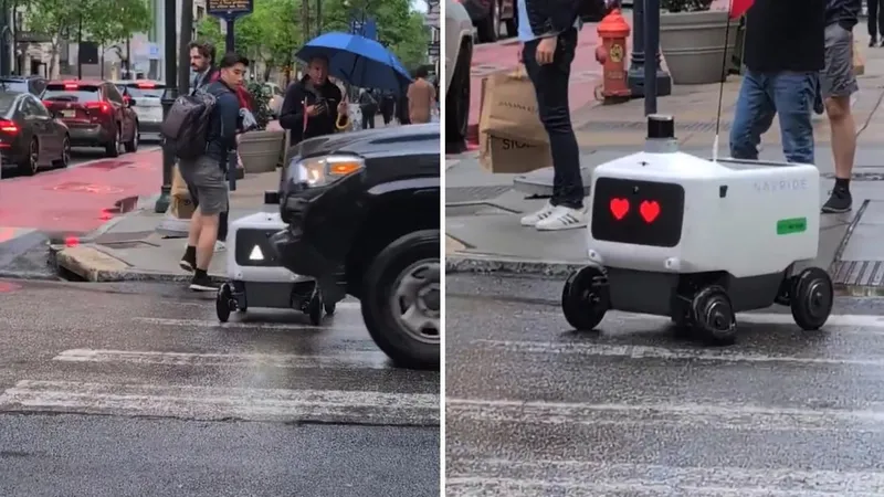 Amor a primer golpe: robot repartidor se 'enamora' de un coche que casi lo atropella (VIDEO)