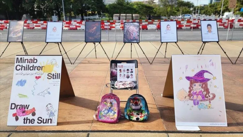 Dibujos de niños iraníes de Minab asesinados por EEUU se exhiben ante ONU