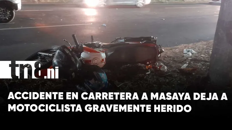 Accidente de tránsito deja a motociclista con graves lesiones en carretera a Masaya