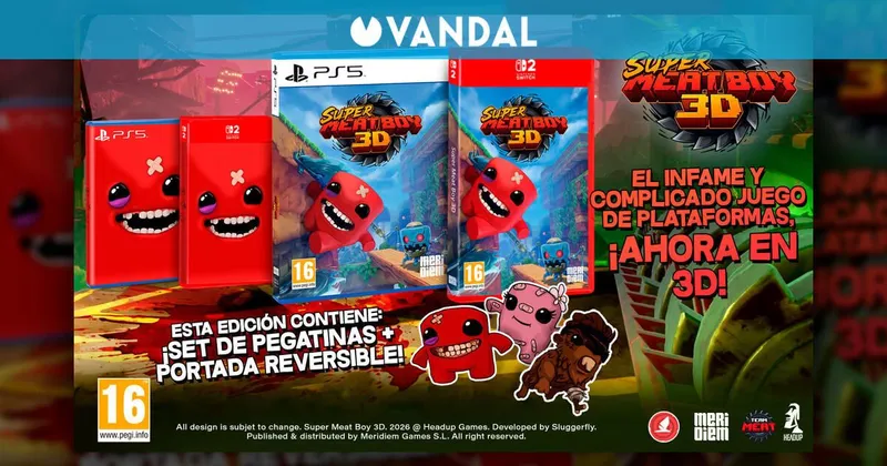 Ya disponible Super Meat Boy 3D en su versión física para Switch 2 y PS5, con edición estándar y especial