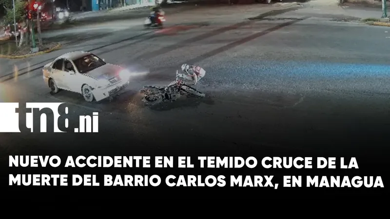 Motociclista sale volando tras ser embestido en el cruce de la muerte en Managua