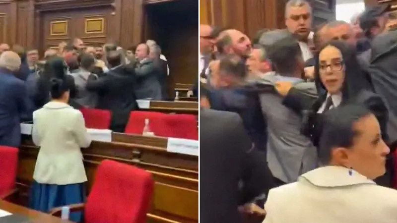 VIDEO: Pelea masiva en el Parlamento de una exrepública soviética