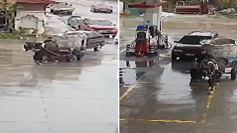 VIDEO: Un auto se queda sin gasolina y halla auxilio donde menos lo esperaba