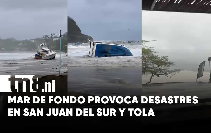 Embarcaciones arrastradas y negocios afectados por mar de fondo en San Juan del Sur...