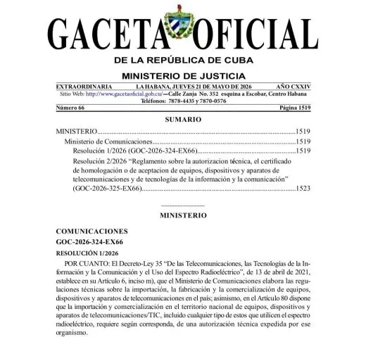 Cuba actualiza marco regulatorio para importación y uso de equipos de telecomunicaciones y tecnologías de la información