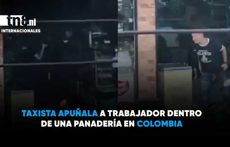 ¡Violento ataque! Taxista apuñala a trabajador dentro de una panadería en Colombia