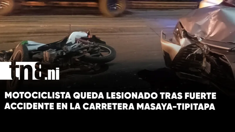 Motociclista resulta lesionado tras accidente en la carretera Masaya-Tipitapa