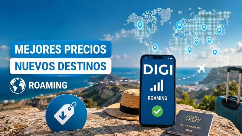 Digi mejora los precios del roaming en sus tarifas móviles y añade nuevos destinos