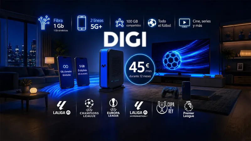Movistar insiste con su mejor oferta anti Digi: todo el fútbol, Netflix, fibra 1 Gbps y router WiFi 7 por 45 euros