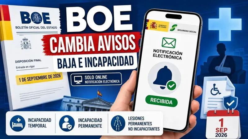 El BOE cambia cómo te avisa la Seguridad Social si estás de baja o tramitas una incapacidad