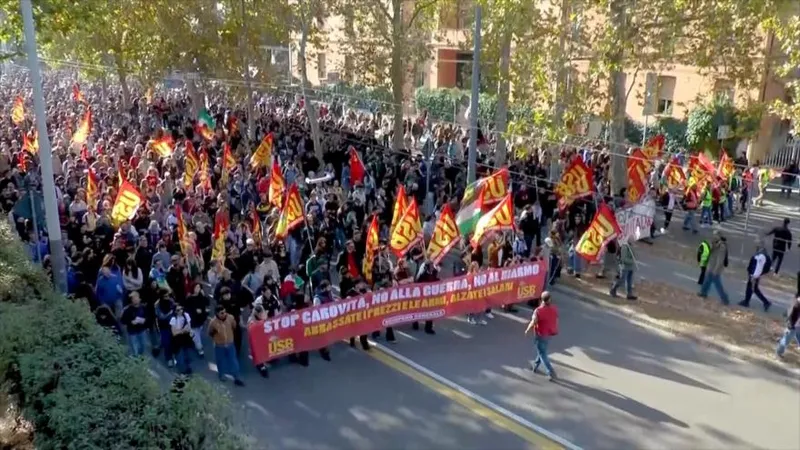 Estudiantes y trabajadores protestan en Italia contra Gobierno de Meloni