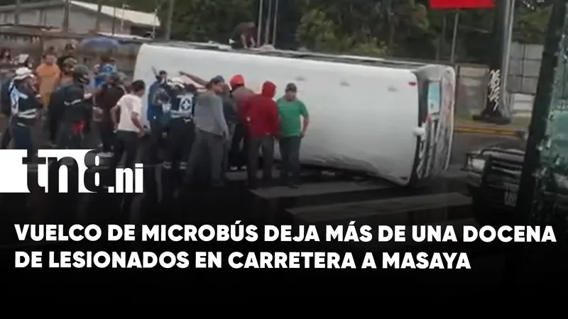 Vuelco de microbús en carretera a Masaya deja más de una docena de lesionados