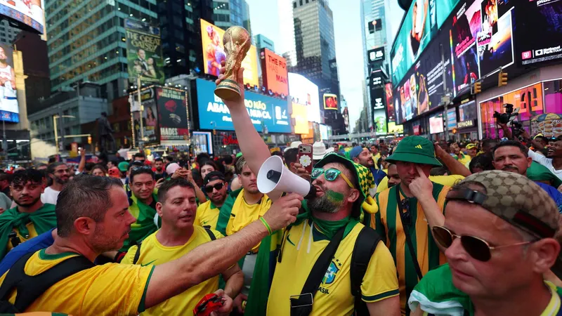 Locura en Nueva York, Times Square es una sucursal de Brasil