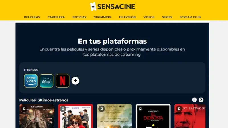 La nueva opción de 'Mi cuenta' en SensaCine: filtra por tus plataformas favoritas y pide que te avisen de tus estrenos más esperados