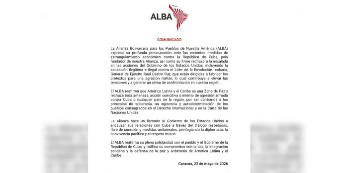 ALBA expresa preocupación por medidas de Estados Unidos contra Cuba