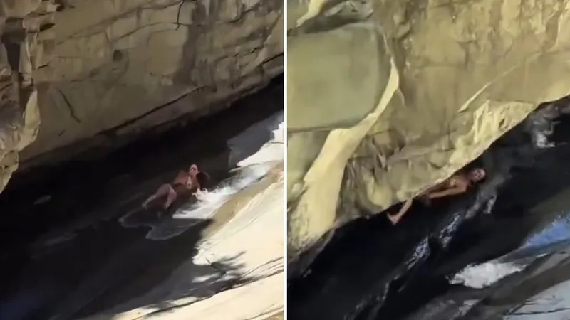 VIDEO: Joven se estrella brutalmente contra rocas afiladas de un tobogán natural de agua