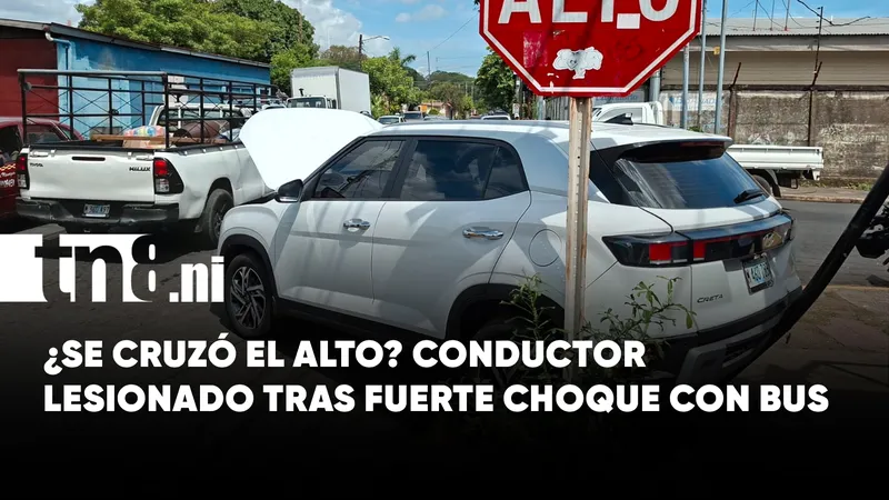 Conductor lesionado tras colisión con bus de la ruta 168 en Managua