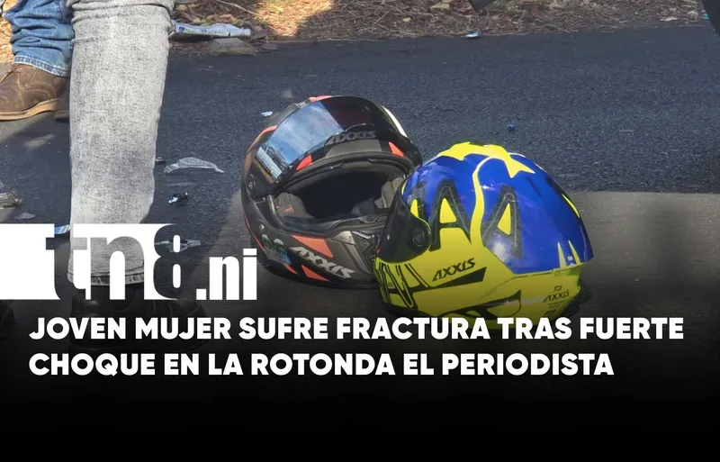 Joven fracturada tras choque en la Rotonda El Periodista, Managua