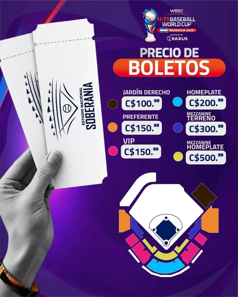 Listo los precios en los tres escenarios para el mundial Sub 23