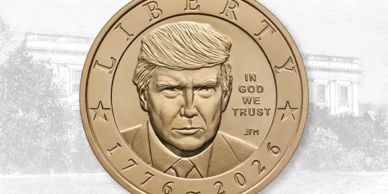 Departamento del Tesoro estadounidense emite moneda de 1 dólar con la cara de Trump