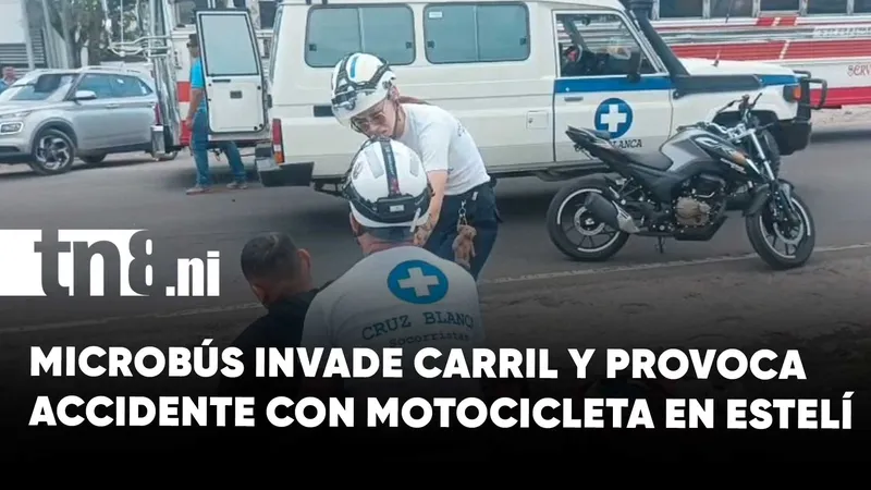 Accidente entre microbús y motocicleta deja dos lesionados frente a la Colgate en Estelí