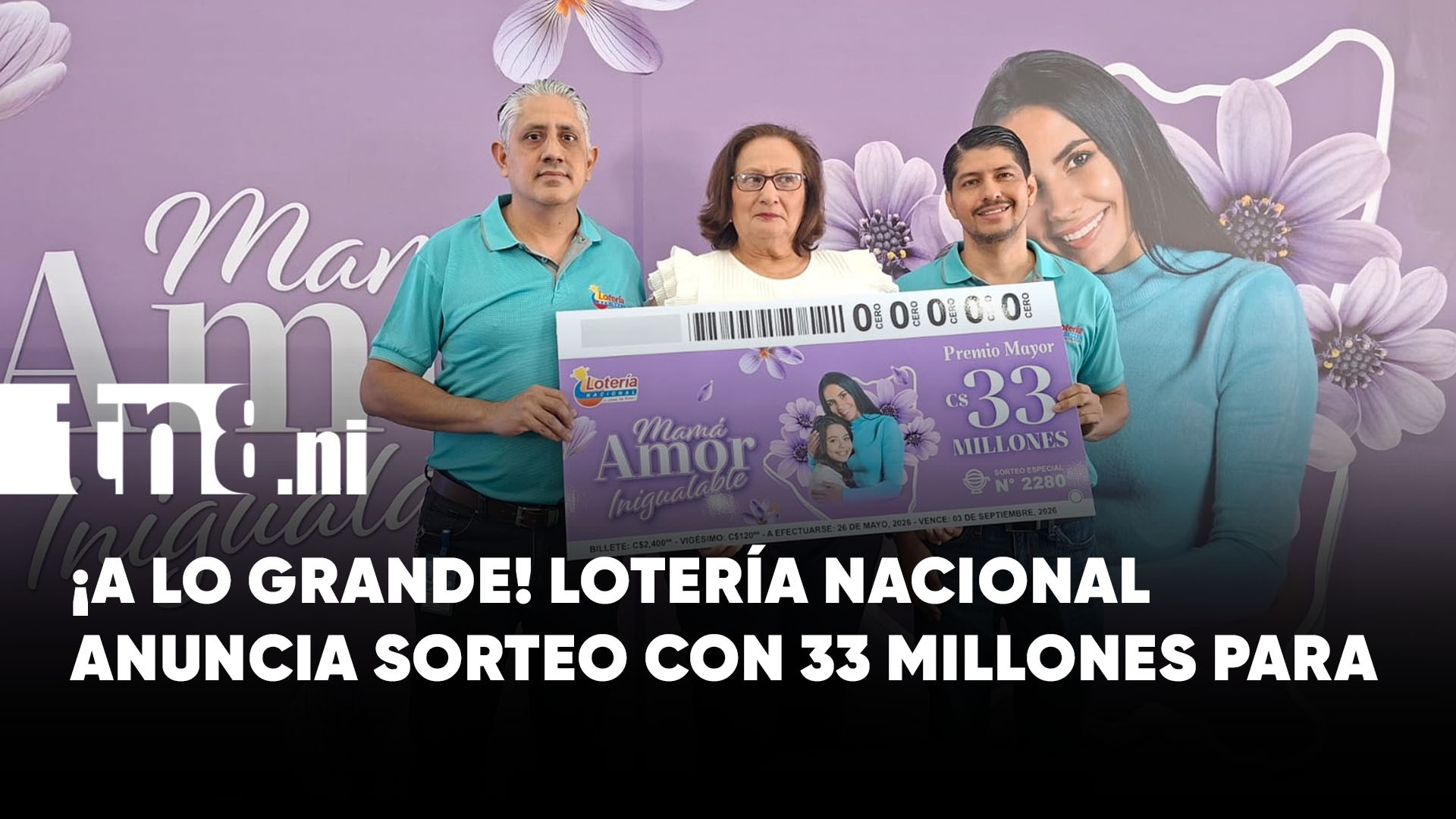 Lotería Nacional sorprende con 33 millones en sorteo dedicado a mamá