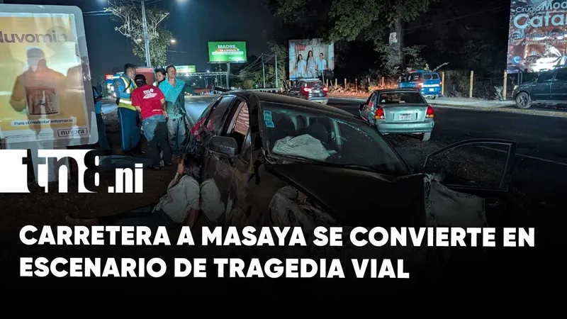 Cuatro lesionados tras múltiple accidente en carretera a Masaya